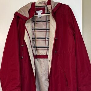 Kim Rogers Burgundy Hooded Raincoat